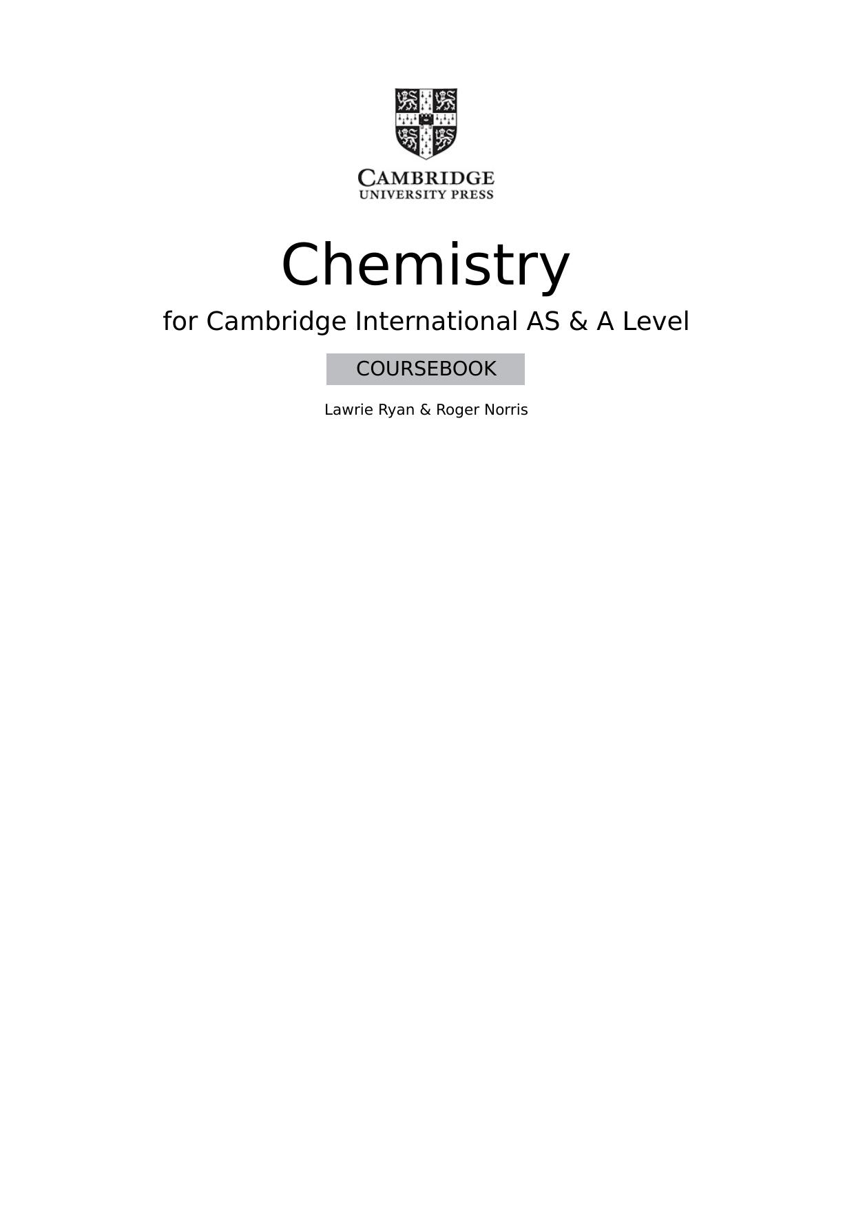 Cambridge International AS & A Level Chemistry Coursebook (Second Edition) Cover