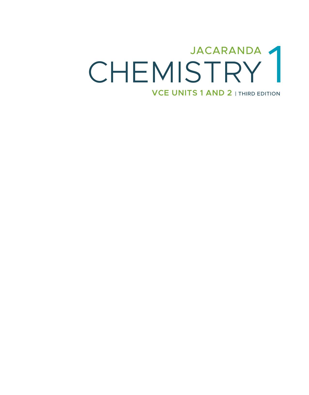Jacaranda Chemistry 1 VCE Units 1, 2 Cover