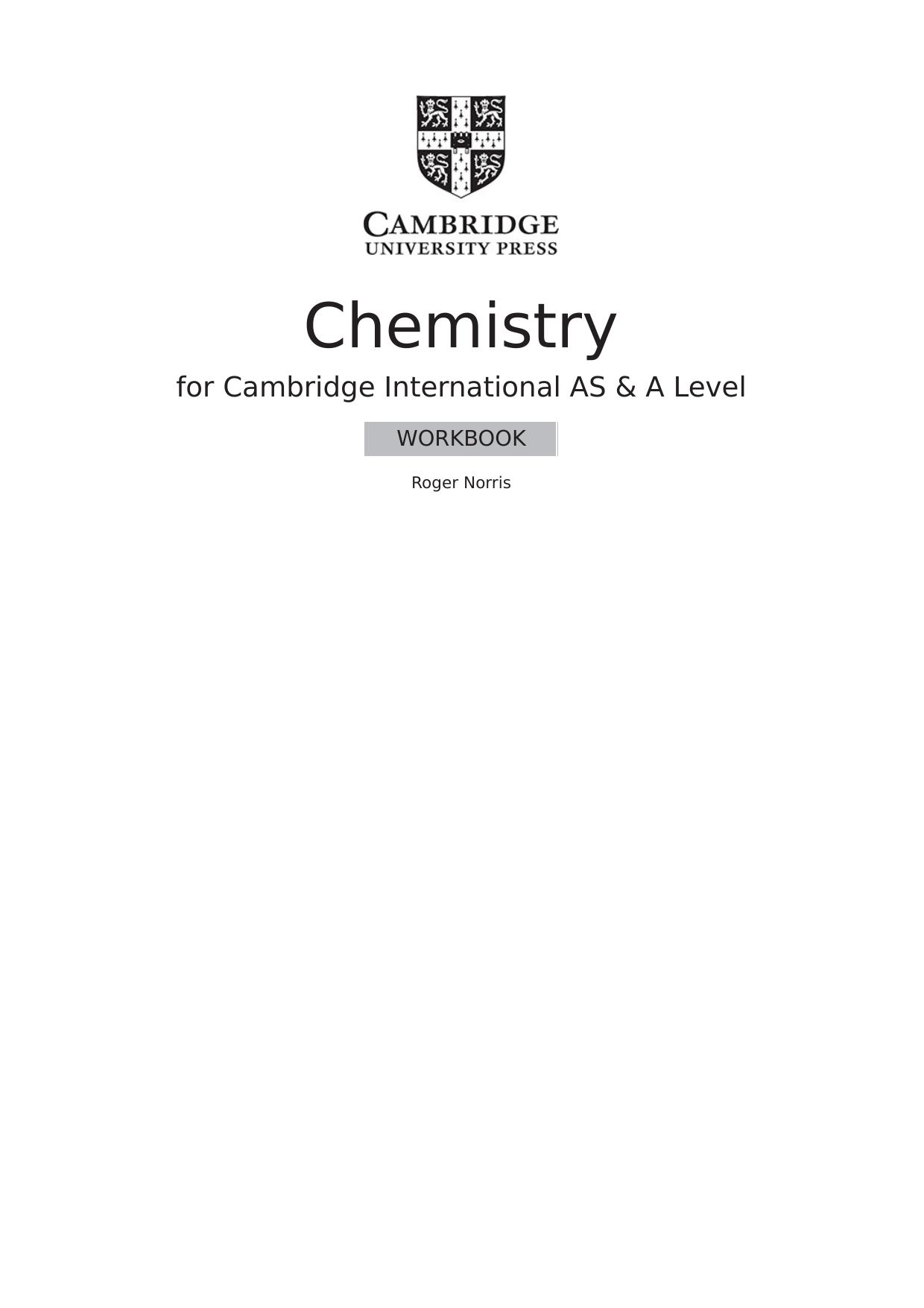 Cambridge International AS & A Level Chemistry Practical Workbook (Second Edition) Cover