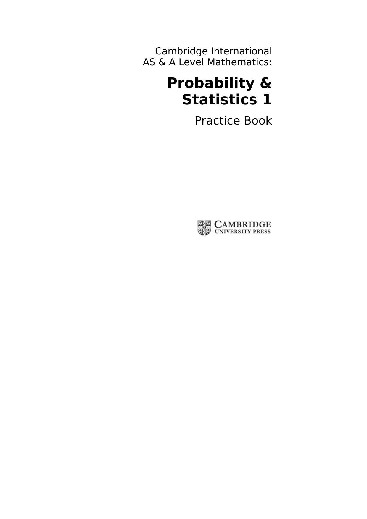 Cambridge International AS & A Level Mathematics: Probability & Statistics 1 Practice Book Cover