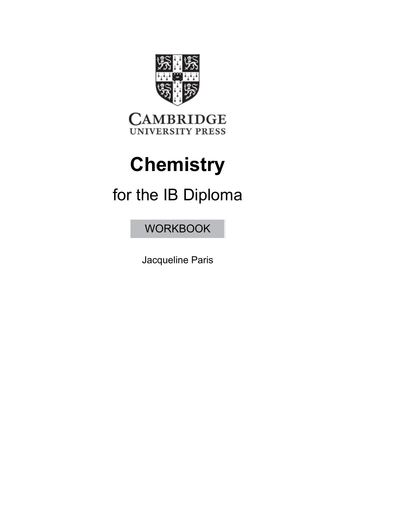 Cambridge Chemistry for the IB Diploma Workbook Cover