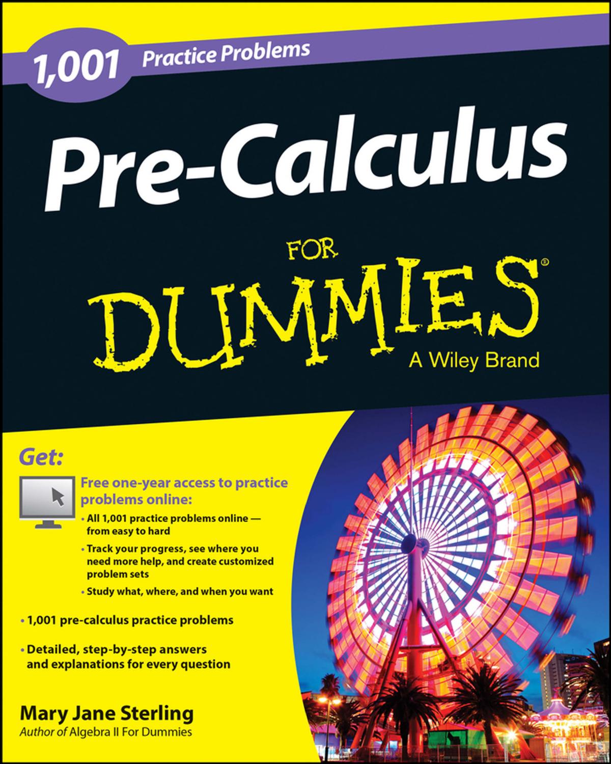 Pre-Calculus: 1,001 Practice Problems For Dummies Cover