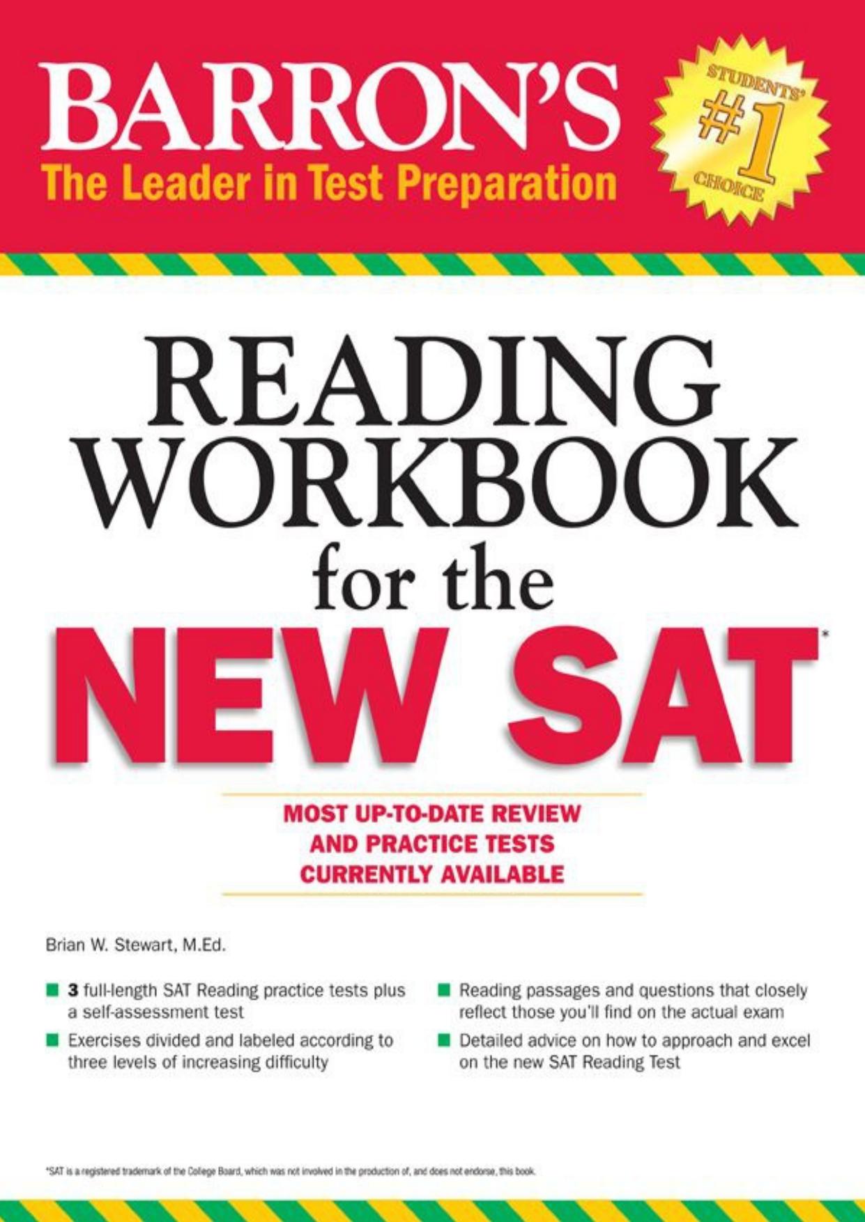 Barron's Reading Workbook for the NEW SAT, 1st edition Cover