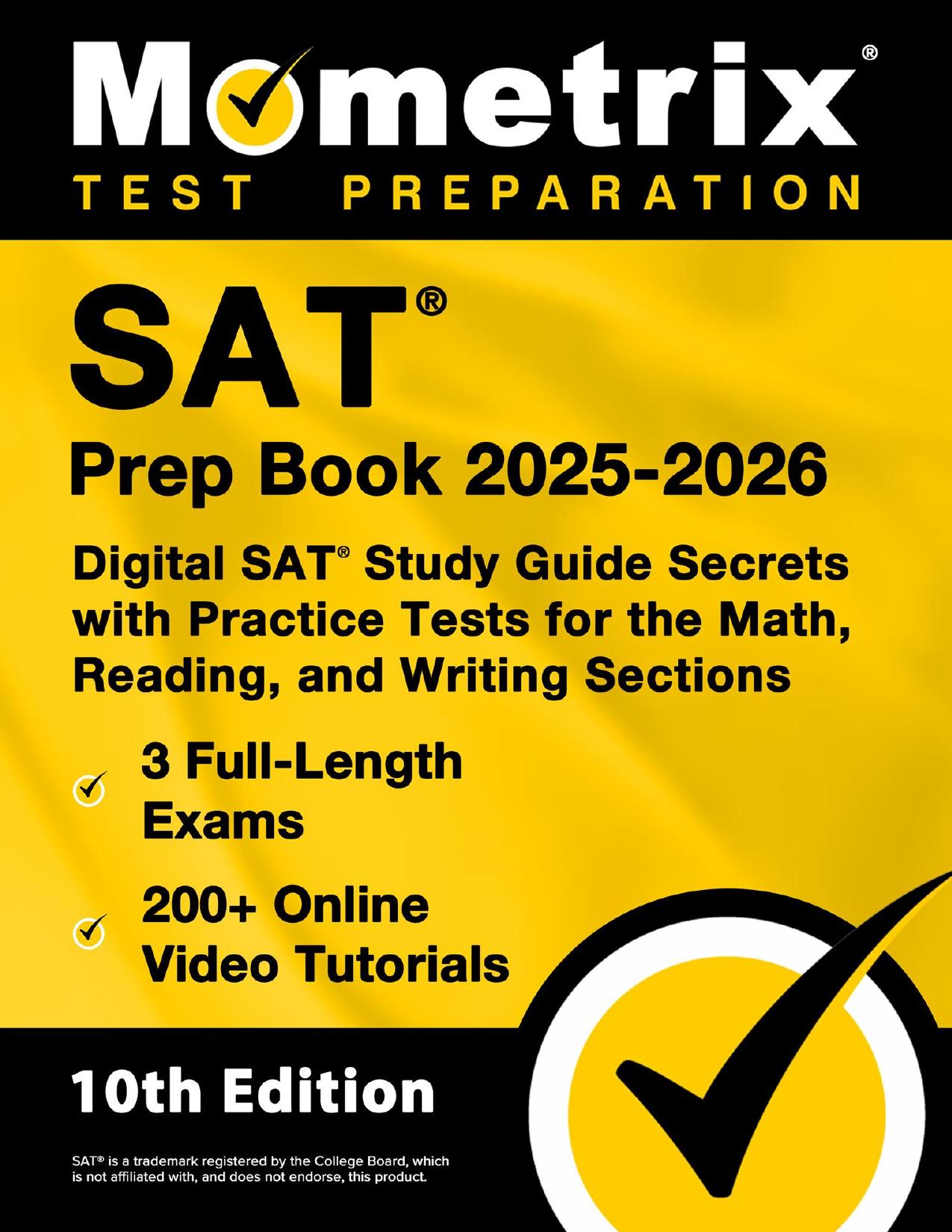 SAT Prep Book 2025-2026: 3 Full-Length Exams, 200+ Online Video Tutorials, Digital SAT Study Guide Secrets Cover