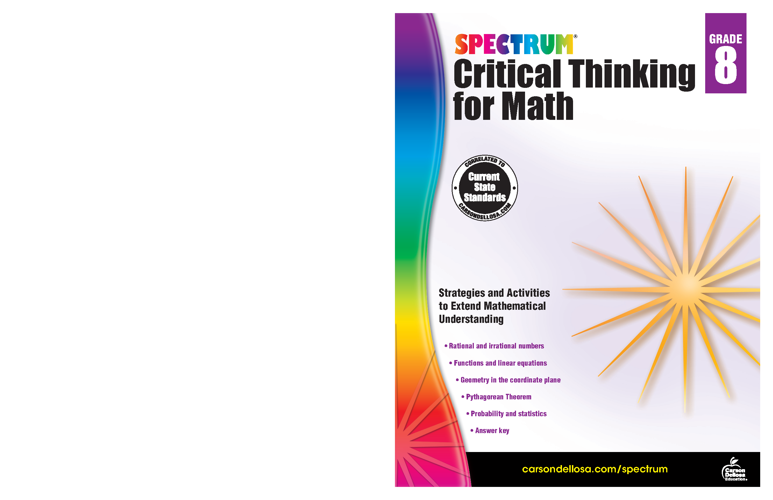 Spectrum Critical Thinking for Math, Grade 8 Cover