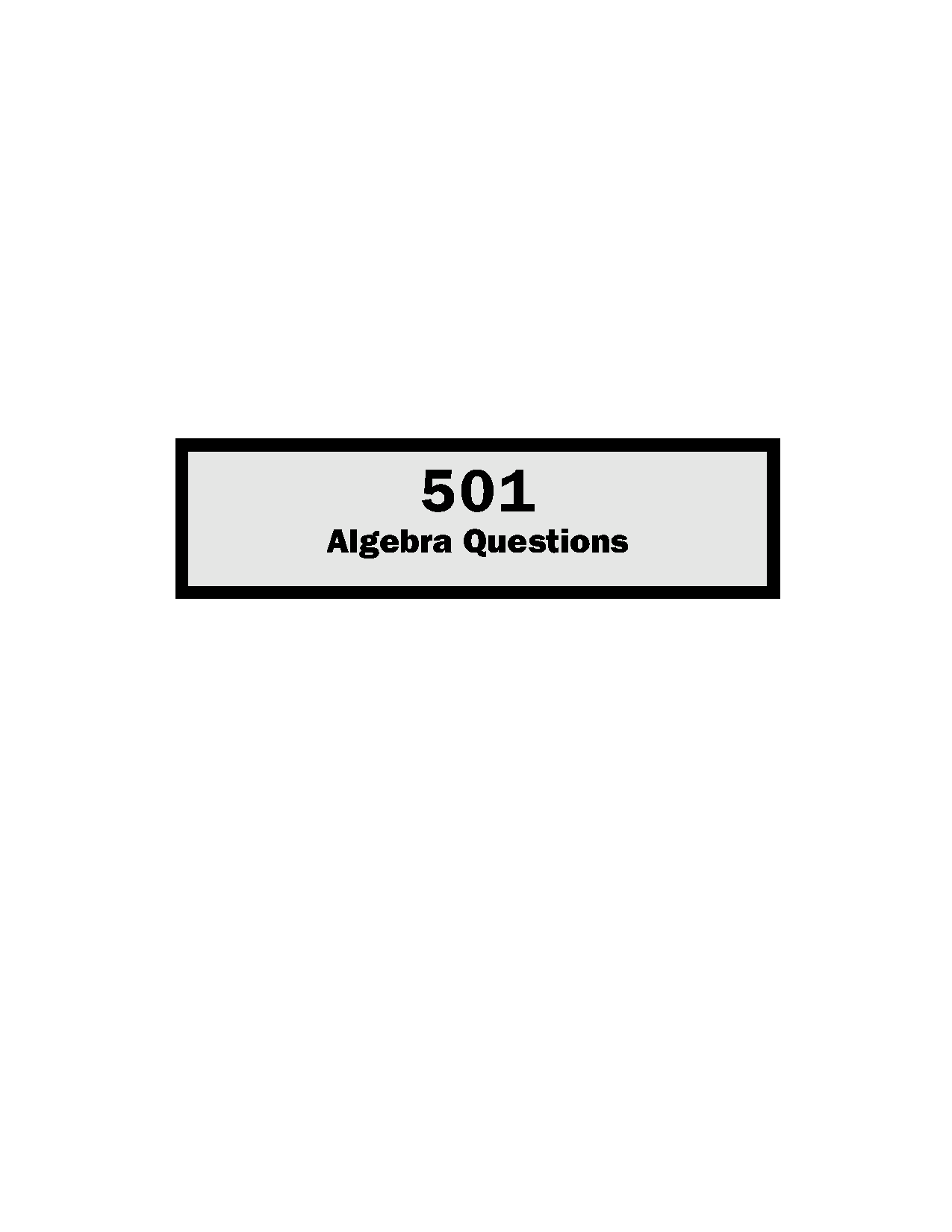501 Algebra Questions (2nd Edition) Cover