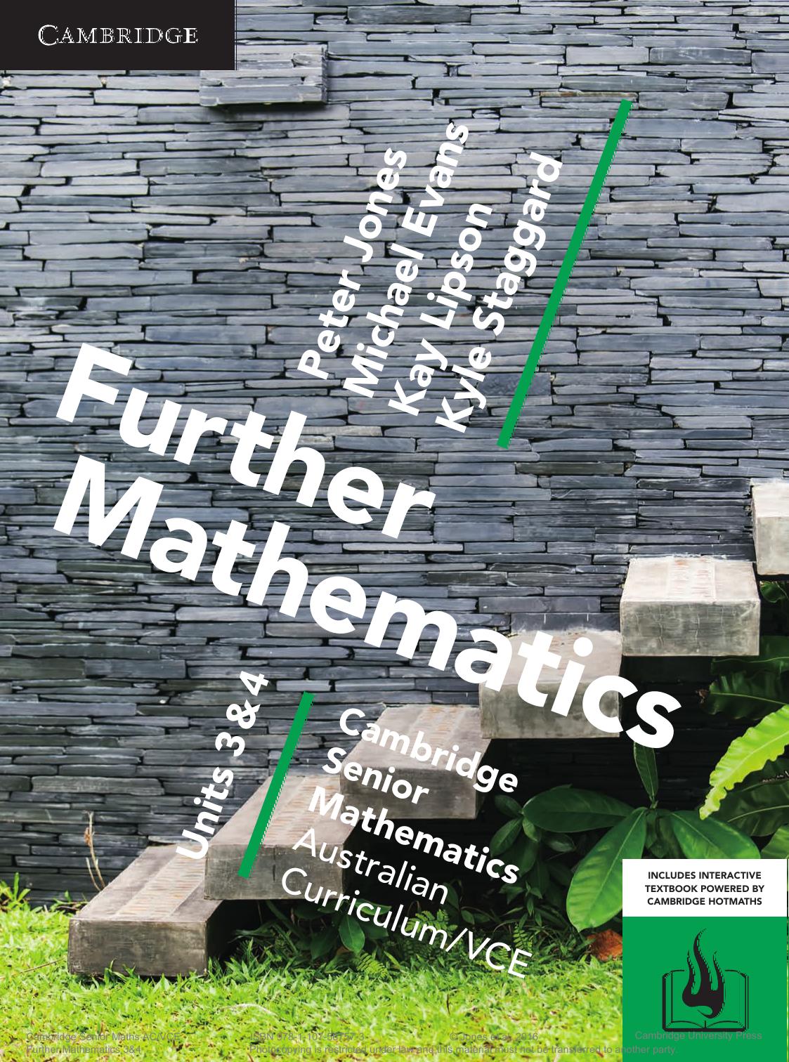 Cambridge Senior Mathematics VCE: Further Mathematics Units 3&4 Cover