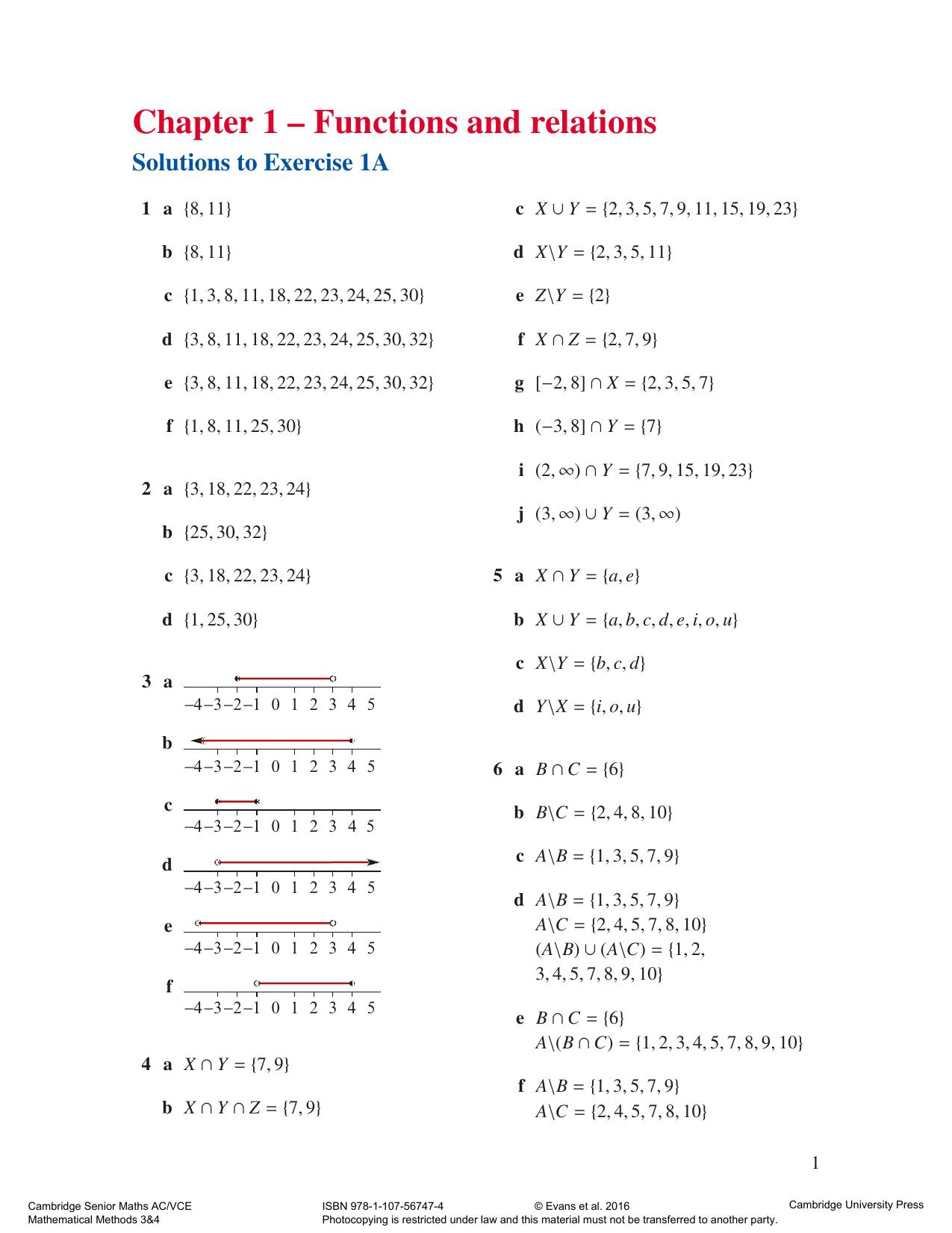 Cambridge Senior Mathematics VCE: Mathematical Methods Units 3&4 Solutions Manual Cover