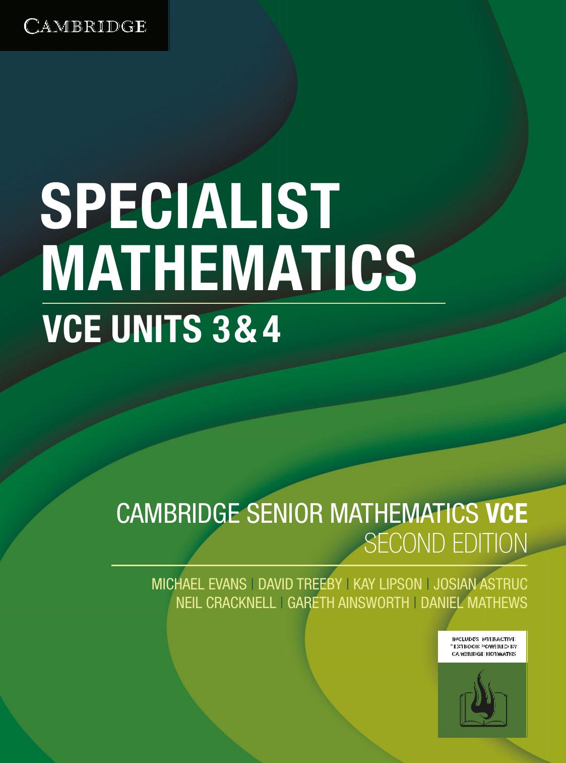 Cambridge Senior Mathematics VCE: Specialist Mathematics Units 1&2 (2023 Edition) Cover