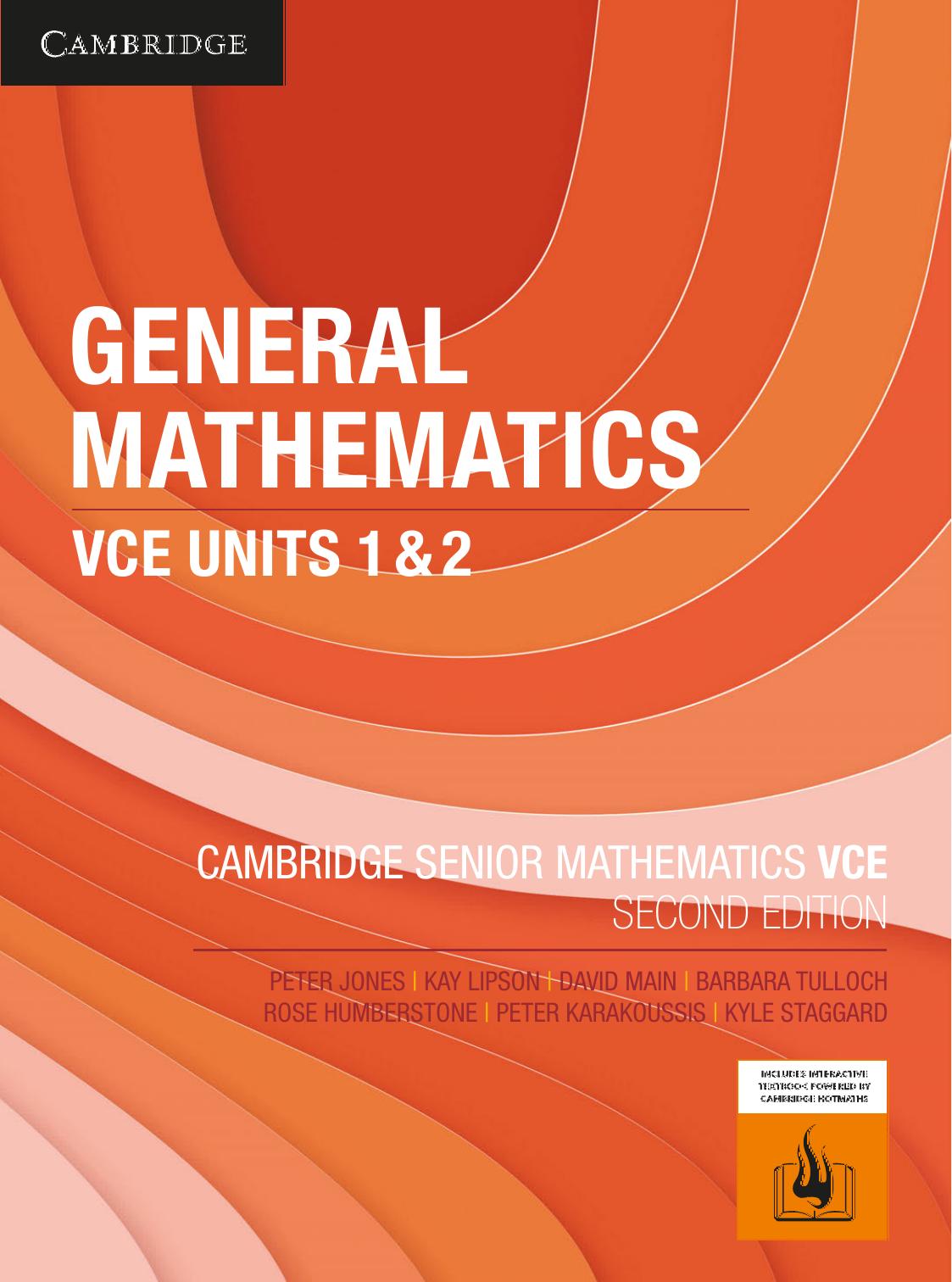 Cambridge Senior Mathematics VCE: General Mathematics Units 1&2 (2023 Edition) Cover
